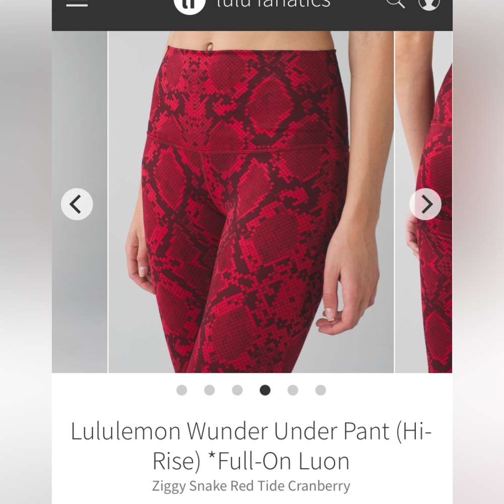 lululemon athletica Ziggy snake Red tide full on luon Wunder under HR legging 2